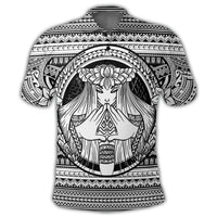 Hawaiian Map Madame Pele Mauna Kea Plumeria Polynesian Polo Shirt White - Polynesian Pride