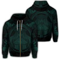 Hawaiian Map Madame Pele Polynesian Zip Hoodie Dark Green Unisex Art - Polynesian Pride