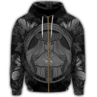 Hawaiian Map Madame Pele Polynesian Zip Hoodie Gray - Polynesian Pride