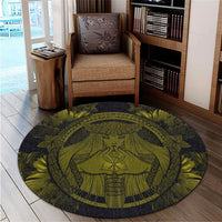 Hawaiian Map Madame Pele Polynesian Round Carpet Yellow AH - Polynesian Pride