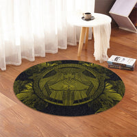 Hawaiian Map Madame Pele Polynesian Round Carpet Yellow AH - Polynesian Pride