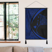Hawaiian Map Manta Ray Blue Polynesian Hanging Poster - AH - Polynesian Pride