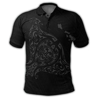 Hawaiian Map Manta Ray Gray Polynesian Polo Shirt - Polynesian Pride