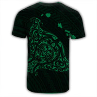Hawaiian Map Manta Ray Green Polynesian T Shirt - Polynesian Pride