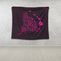 Hawaiian Map Manta Ray Pink Polynesian Tapestry - AH - Polynesian Pride