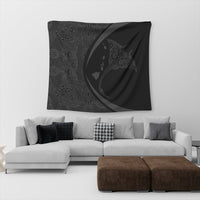 Hawaiian Map Manta Ray Polynesian Tapestry - Gray - Circle Style - AH - Polynesian Pride