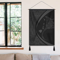 Hawaiian Map Manta Ray Polynesian Hanging Poster - Gray - Circle Style - AH - Polynesian Pride
