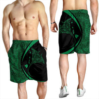 Hawaiian Map Manta Ray Polynesian Men's Shorts - Green - Circle Style - AH - Polynesian Pride