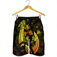 Hawaiian Map Palm Trees Fish Hook Polynesian Men's Shorts Colorful Yellow - AH - Polynesian Pride
