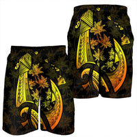 Hawaiian Map Palm Trees Fish Hook Polynesian Men's Shorts Colorful Yellow - AH - Polynesian Pride