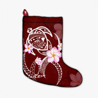 Hawaiian Map Plumeria Turtle Swim Polynesian Christmas Stocking - AH Christmas Stocking 26 X 42 cm Black - Polynesian Pride