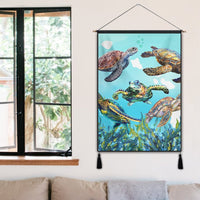 Hawaiian Map Sea Turtles Ocean Polynesian Hanging Poster - AH - Polynesian Pride