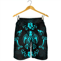 Hawaiian Map Turtle Dolphin With Plumeria Men's Shorts - AH - Polynesian Pride