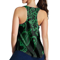 Hawaiian Map Turtle Hibiscus Kanaka Polynesian Racerback Tank - Green - AH - Polynesian Pride