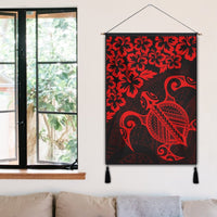 Hawaiian Map Turtle Hibiscus Kanaka Polynesian Hanging Poster - Red - AH - Polynesian Pride