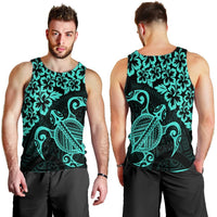 Hawaiian Map Turtle Hibiscus Kanaka Polynesian Tank Top - Turquoise - AH - Polynesian Pride