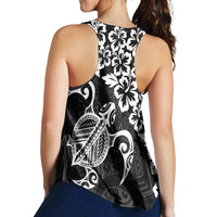 Hawaiian Map Turtle Hibiscus Kanaka Polynesian Racerback Tank - White - AH - Polynesian Pride
