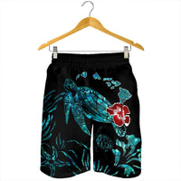 Hawaiian Map Turtle Hibiscus Ohana Honu Paua Shell Men's Shorts - AH - Polynesian Pride