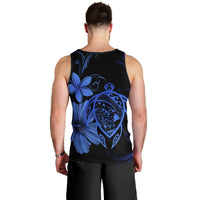 Hawaiian Map Turtle Hibiscus Plumeria Polynesian Tank Top - Blue - AH - Polynesian Pride