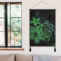 Hawaiian Map Turtle Hibiscus Plumeria Polynesian Hanging Poster - Green - AH - Polynesian Pride