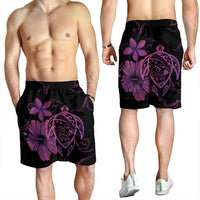 Hawaiian Map Turtle Hibiscus Plumeria Polynesian Men's Shorts - Pink - AH - Polynesian Pride
