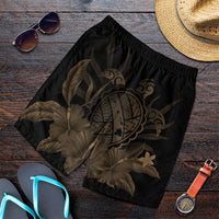 Hawaiian Map Turtle Hibiscus Polynesian Men's Shorts - Gold - AH Art - Polynesian Pride