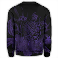 Hawaiian Map Turtle Hibiscus Polynesian Sweatshirt - Purple - AH - Polynesian Pride
