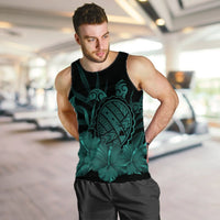 Hawaiian Map Turtle Hibiscus Polynesian Tank Top - Turquoise - AH - Polynesian Pride