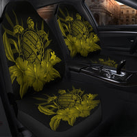 Hawaiian Map Turtle Hibiscus Polynesian Car Seat Covers - Yellow - AH - Polynesian Pride