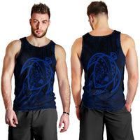 Hawaiian Map Turtle Kanaka Hibiscus Polynesian Tank Top - Blue - AH - Polynesian Pride