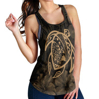Hawaiian Map Turtle Kanaka Hibiscus Polynesian Racerback Tank - Gold - AH - Polynesian Pride