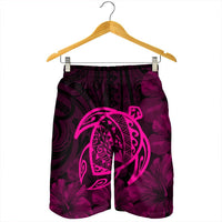 Hawaiian Map Turtle Kanaka Hibiscus Polynesian Men's Shorts - Pink - AH - Polynesian Pride