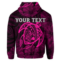 Custom Hawaiian Map Turtle Kanaka Hibiscus Polynesian Hoodie Pink - Polynesian Pride