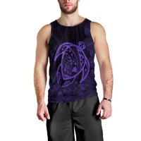 Hawaiian Map Turtle Kanaka Hibiscus Polynesian Tank Top - Purple - AH Black - Polynesian Pride