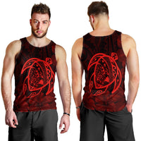 Hawaiian Map Turtle Kanaka Hibiscus Polynesian Tank Top - Red - AH - Polynesian Pride