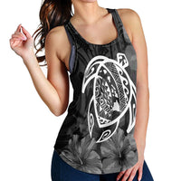Hawaiian Map Turtle Kanaka Hibiscus Polynesian Racerback Tank - White - AH - Polynesian Pride
