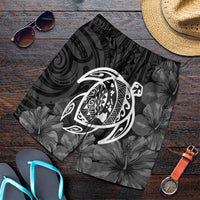 Hawaiian Map Turtle Kanaka Hibiscus Polynesian Men's Shorts - White - AH Art - Polynesian Pride