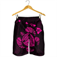 Hawaiian Map Turtle Ohana Hibicus Polynesian Men's Shorts - Pink - AH - Polynesian Pride