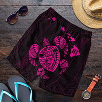 Hawaiian Map Turtle Ohana Hibicus Polynesian Men's Shorts - Pink - AH Art - Polynesian Pride