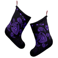Hawaiian Map Turtle Ohana Hibicus Polynesian Christmas Stocking - Purple - AH - Polynesian Pride