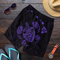 Hawaiian Map Turtle Ohana Hibicus Polynesian Men's Shorts - Purple - AH - Polynesian Pride