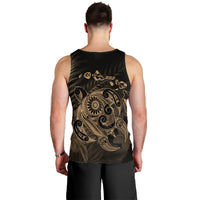 Hawaiian Map Turtle Tattoo Hibiscus Plumeria Polynesian Tank Top - Gold - AH - Polynesian Pride