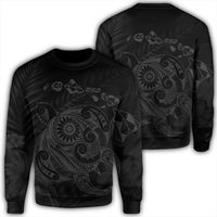 Hawaiian Map Turtle Tattoo Hibiscus Plumeria Polynesian Sweatshirt - Gray - AH Unisex Black - Polynesian Pride
