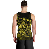 Hawaiian Map Turtle Tattoo Hibiscus Plumeria Polynesian Tank Top - Yellow - AH - Polynesian Pride
