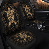 Hawaiian Map Turtle Wave Polynesian Car Seat Covers Gold - AH - Polynesian Pride