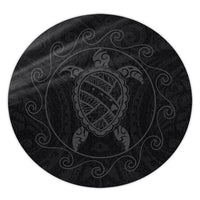 Hawaiian Map Turtle Wave Polynesian Round Carpet Gray - AH Round Carpet Luxurious Plush - Polynesian Pride