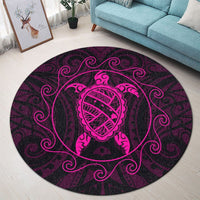 Hawaiian Map Turtle Wave Polynesian Round Carpet Pink - AH - Polynesian Pride