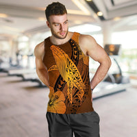 Hawaiian Map Whale Swim Hibiscus Polynesian Tank Top - Orange - AH - Polynesian Pride