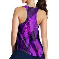 Hawaiian Map Whale Swim Hibiscus Polynesian Racerback Tank - Purple - AH - Polynesian Pride