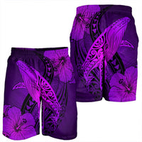 Hawaiian Map Whale Swim Hibiscus Polynesian Men's Shorts - Purple - AH - Polynesian Pride
